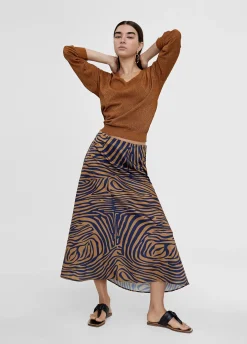 Falda midi estampado cebra