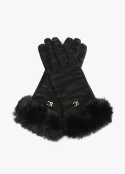 Guantes animal print negro