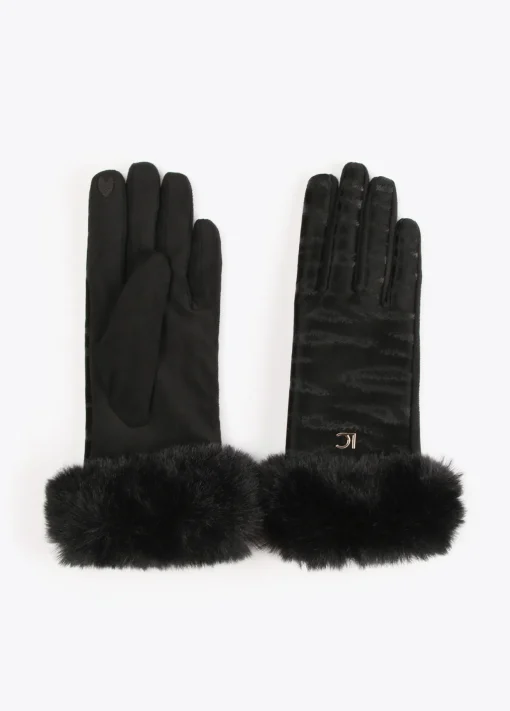 Guantes animal print negro