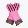 Guantes efecto piel tricolor