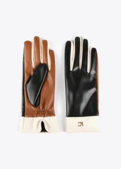 Guantes efecto piel tricolor