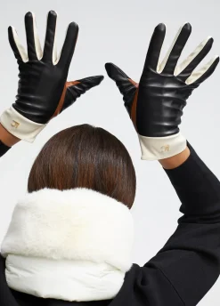 Guantes efecto piel tricolor