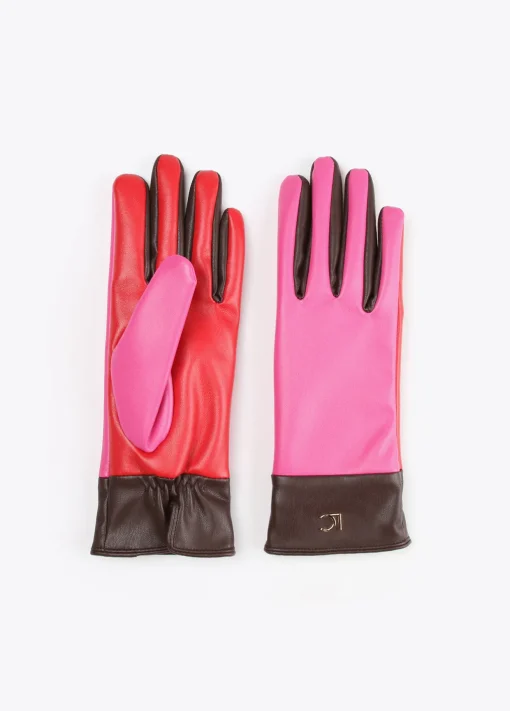 Guantes efecto piel tricolor