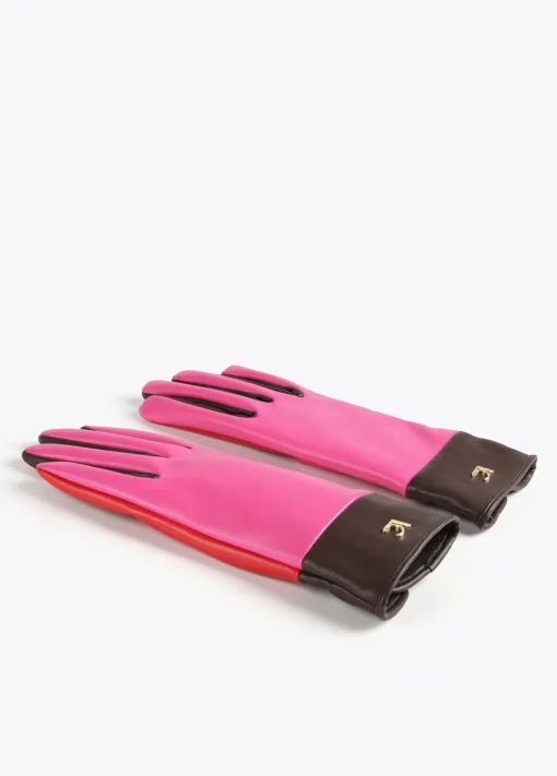 Guantes efecto piel tricolor