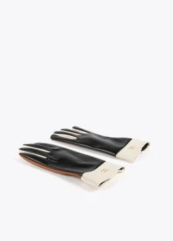 Guantes efecto piel tricolor