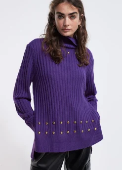 Jersey cuello alto con tachas
