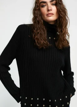 Jersey cuello alto con tachas