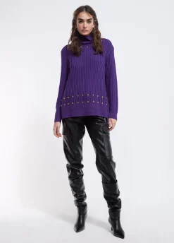 Jersey cuello alto con tachas