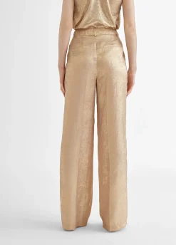Pantalón recto dorado y tornasolado