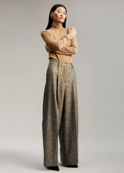 Pantalón wideleg cuadros