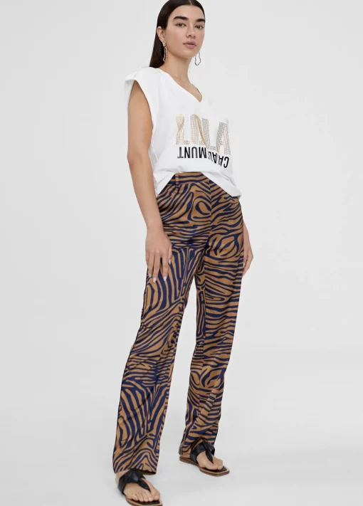 Pantalon recto estampado animal