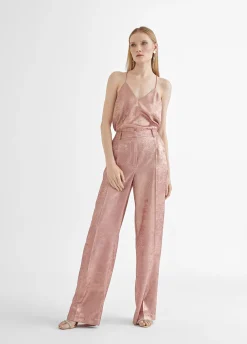 Pantalon recto rosa tornasolado