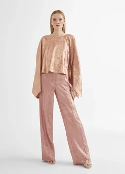 Pantalon recto rosa tornasolado