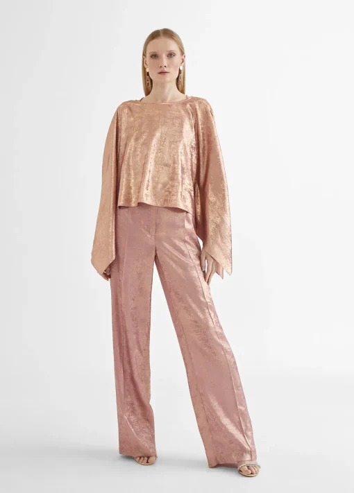 Pantalon recto rosa tornasolado