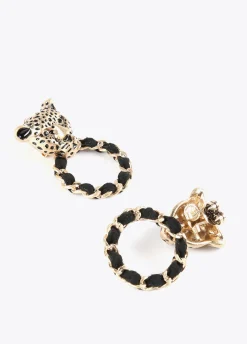 Pendientes cara leopardo y aro