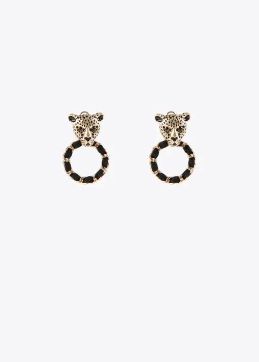 Pendientes cara leopardo y aro