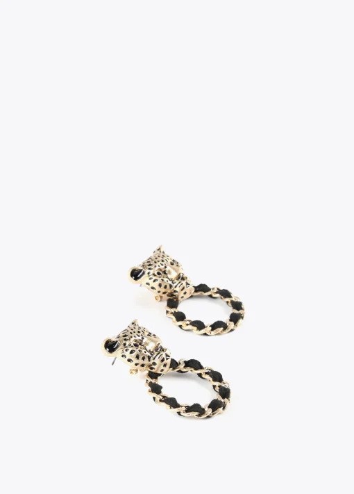 Pendientes cara leopardo y aro