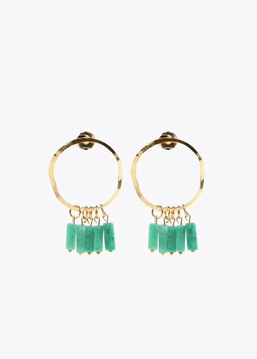 Pendientes de aro con piedras naturales