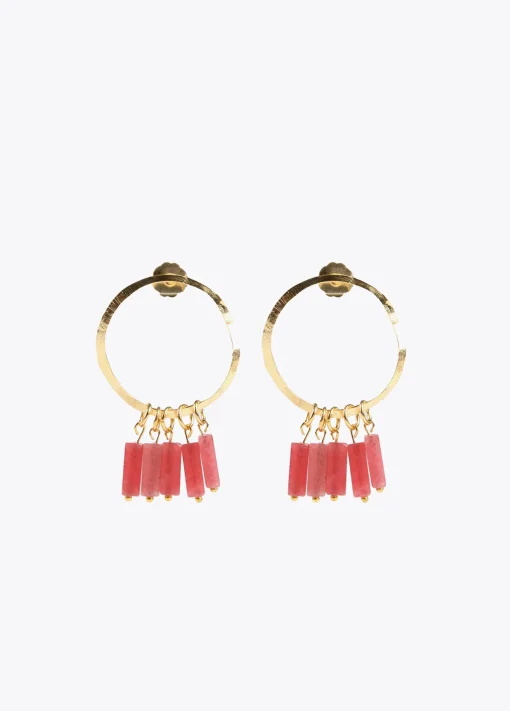 Pendientes de aro con piedras naturales