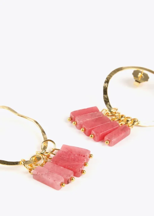 Pendientes de aro con piedras naturales