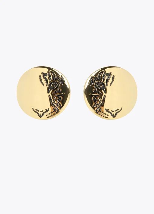 Pendientes de botón dorados
