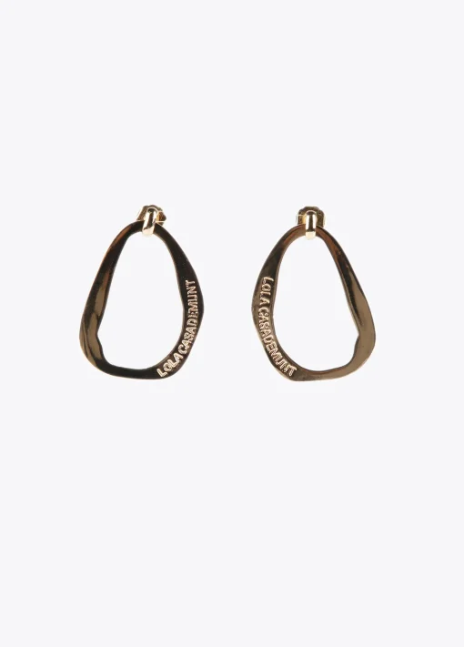 Pendientes óvalo dorado grande