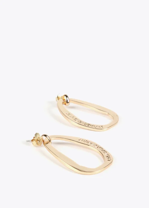 Pendientes óvalo dorado grande