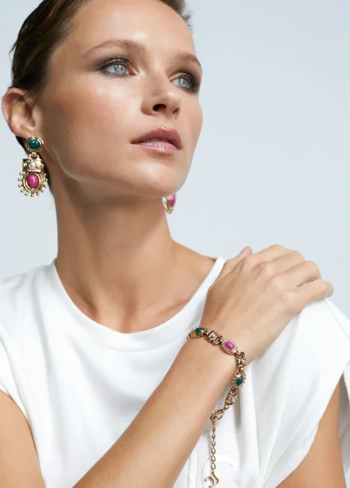 Pulsera dorada multi piedras