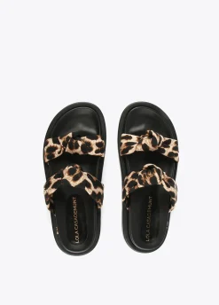 Sandalia plana tiras estampado animal