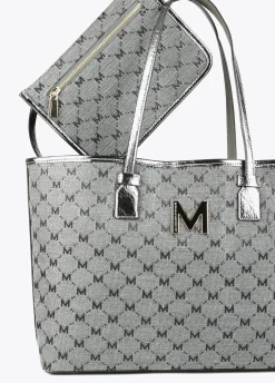 Shopper gris monograma