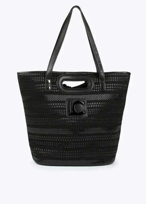 Shopper material trenzado negro