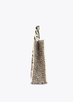 Shopper tejido combinado zebra y leopard