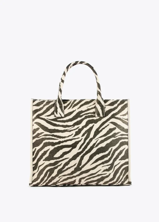 Shopper tejido combinado zebra y leopard