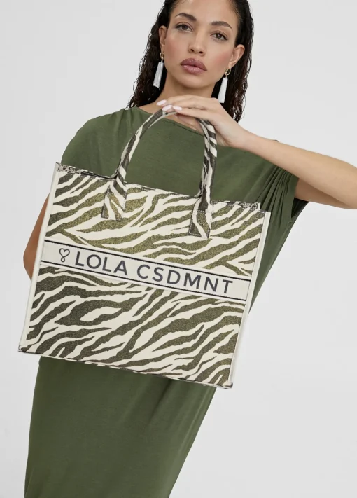 Shopper tejido combinado zebra y leopard
