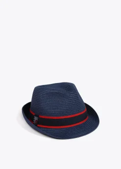 Sombrero de paja azul y cinta logotipada  - Lola Casademunt