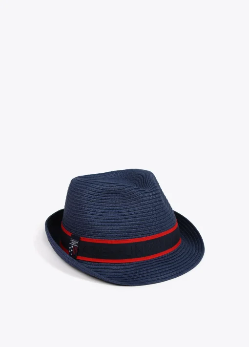 Sombrero de paja azul y cinta logotipada  - Lola Casademunt