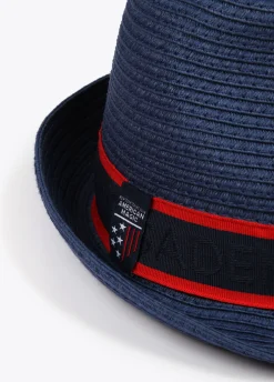 Sombrero de paja azul y cinta logotipada  - Lola Casademunt