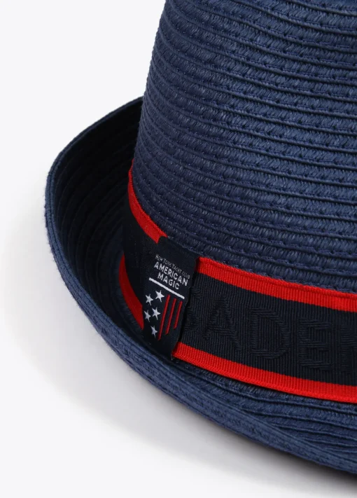 Sombrero de paja azul y cinta logotipada  - Lola Casademunt