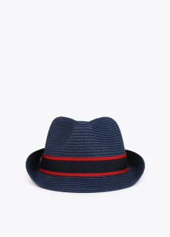 Sombrero de paja azul y cinta logotipada  - Lola Casademunt
