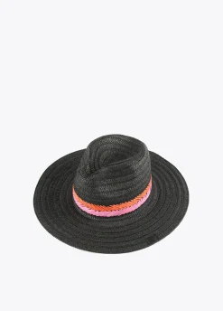 Sombrero efecto ráfia negro