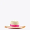 Sombrero efecto ráfia y bordados