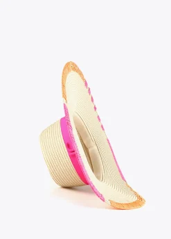 Sombrero efecto ráfia y bordados