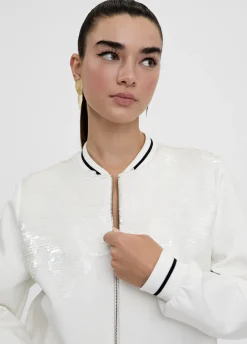 Sudadera cremallera con lentejuelas