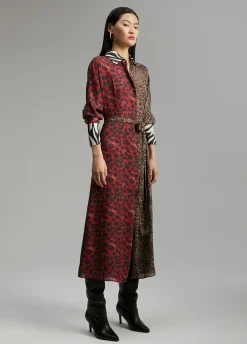 Vestido animal print combinado