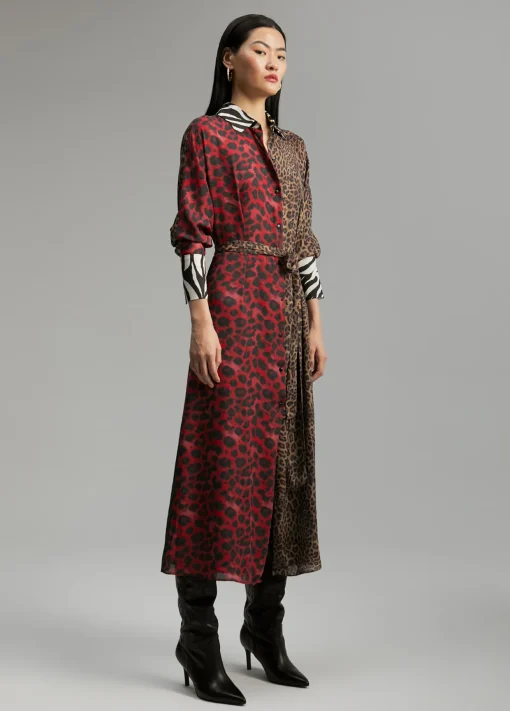 Vestido animal print combinado