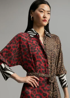 Vestido animal print combinado