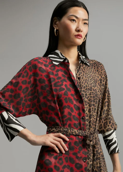 Vestido animal print combinado