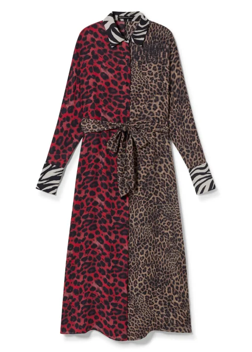 Vestido animal print combinado