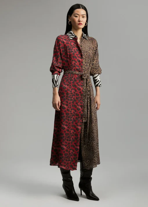 Vestido animal print combinado