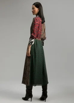 Vestido animal print combinado